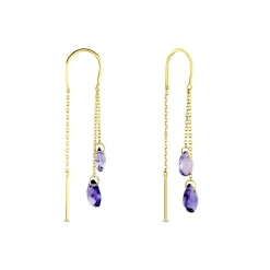 Boucles D'oreilles Pendantes Terence Or Jaune Amethyste