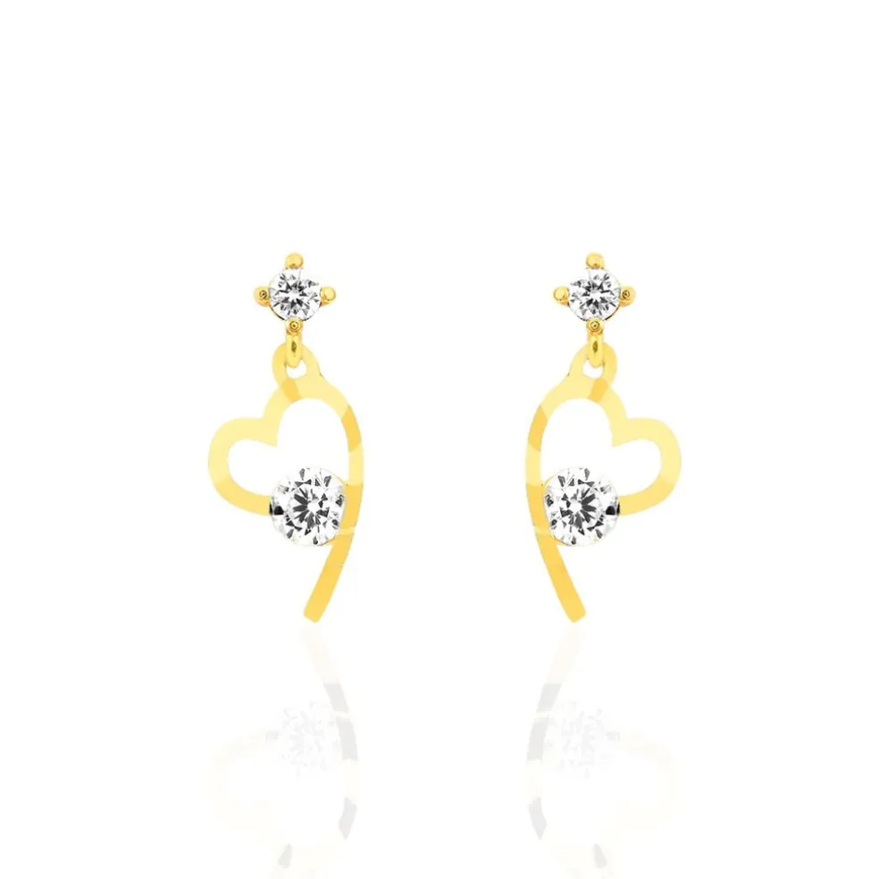 Boucles D'oreilles Pendantes Romance Or Jaune Oxyde De Zirconium