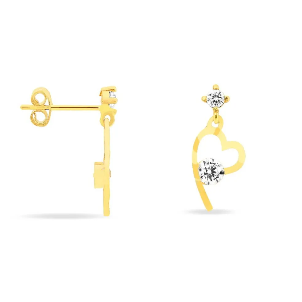 Boucles D'oreilles Pendantes Romance Or Jaune Oxyde De Zirconium