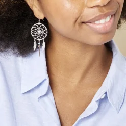 Boucles D'oreilles Pendantes Misalie Argent Blanc