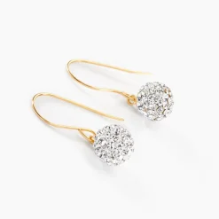 Boucles D'oreilles Pendantes Or Jaune Fidelia Cristal