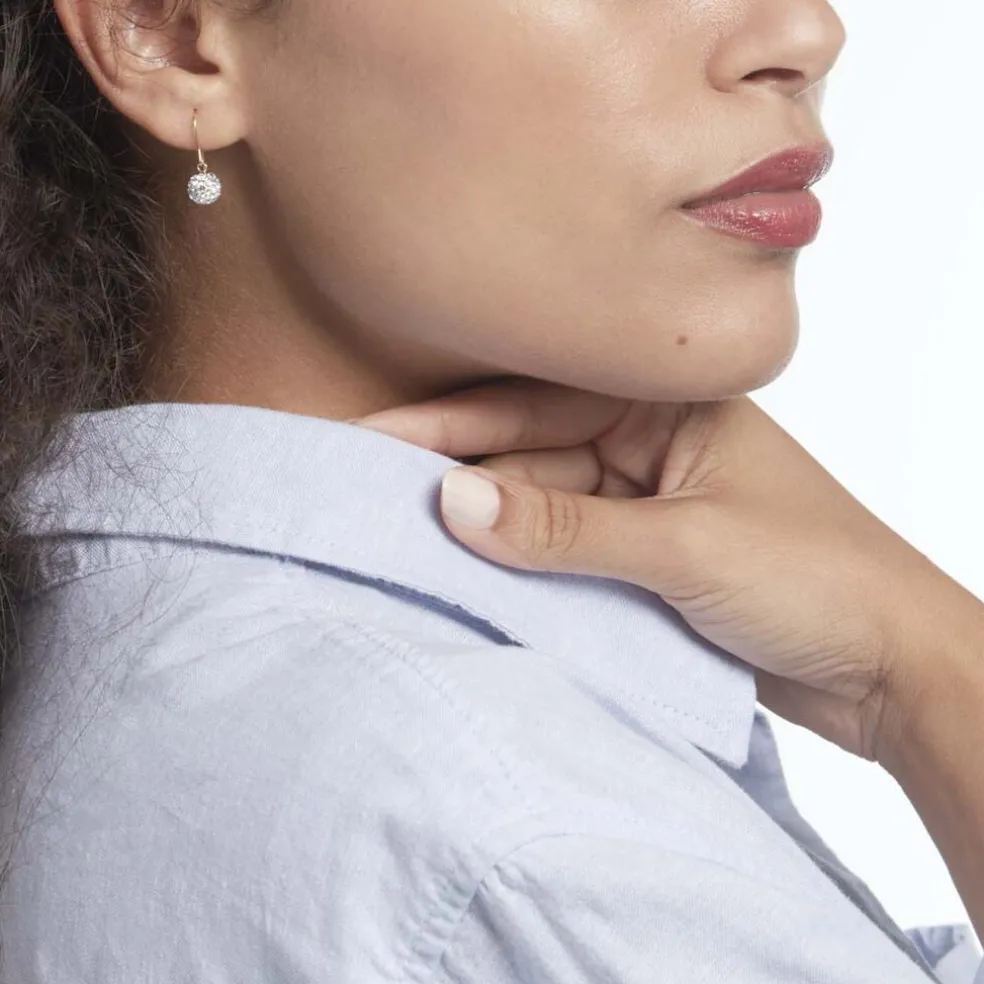 Boucles D'oreilles Pendantes Or Jaune Fidelia Cristal