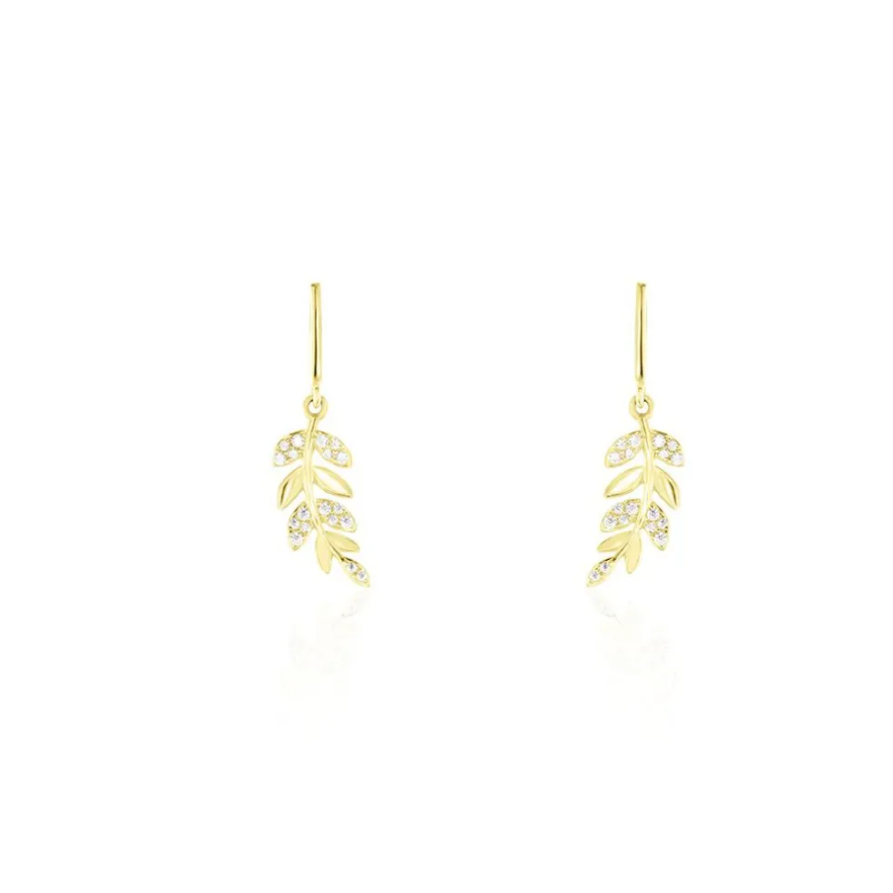 Boucles D'oreilles Pendantes Or Jaune Nahia Oxydes De Zirconium