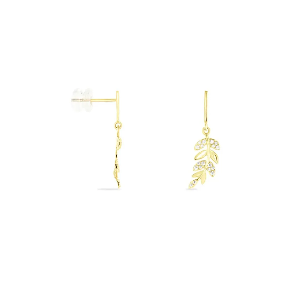 Boucles D'oreilles Pendantes Or Jaune Nahia Oxydes De Zirconium