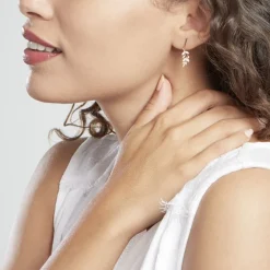 Boucles D'oreilles Pendantes Or Jaune Nahia Oxydes De Zirconium