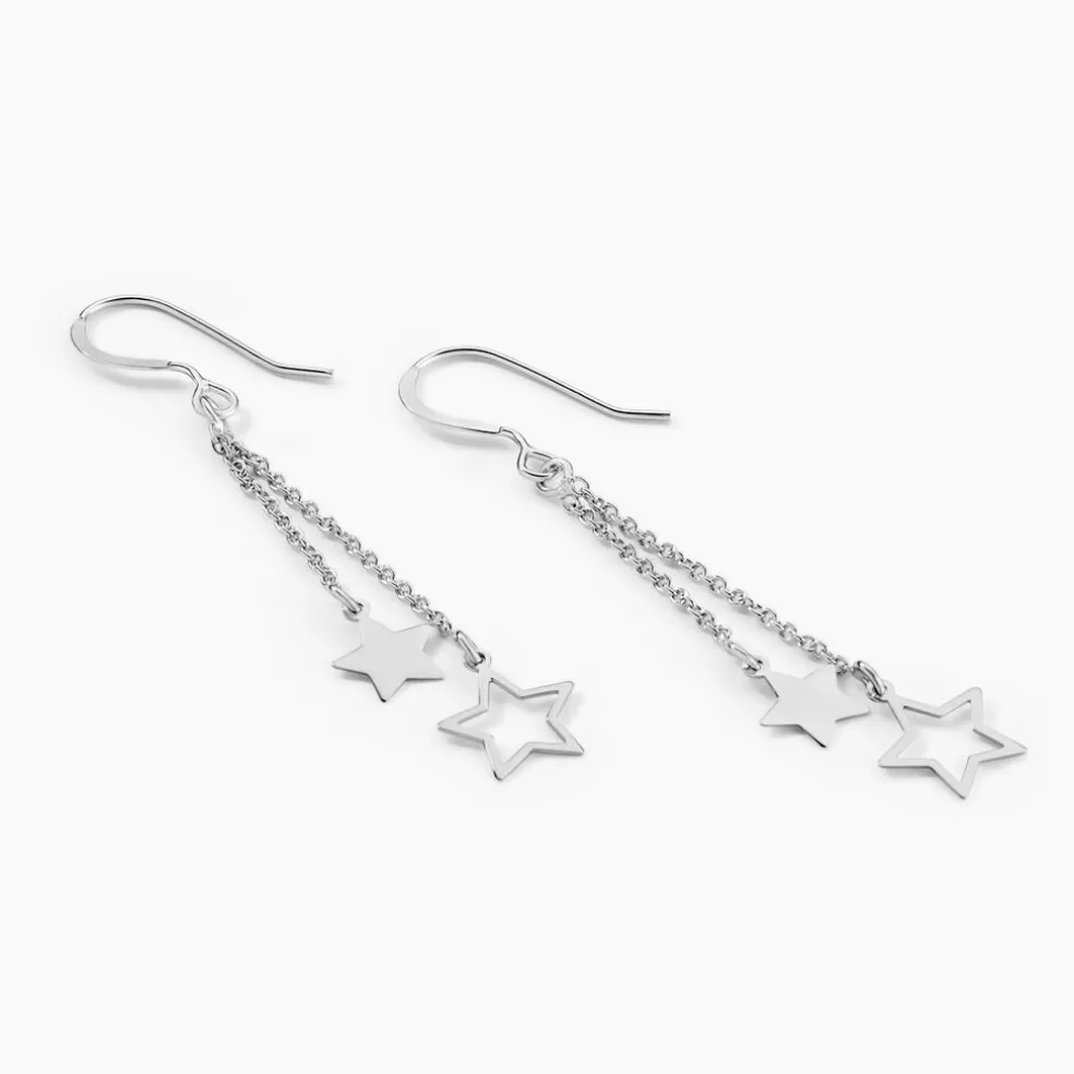 Boucles D'oreilles Pendantes Juliette Argent Blanc