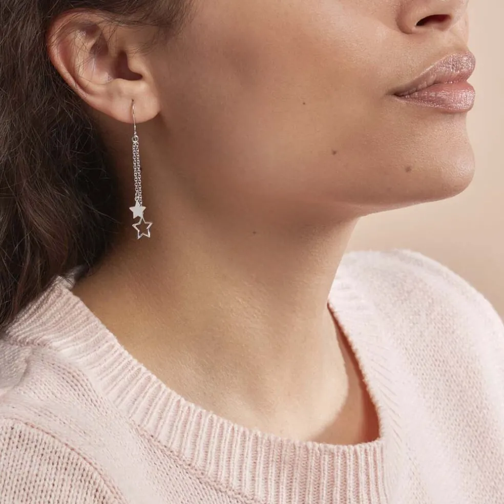 Boucles D'oreilles Pendantes Juliette Argent Blanc