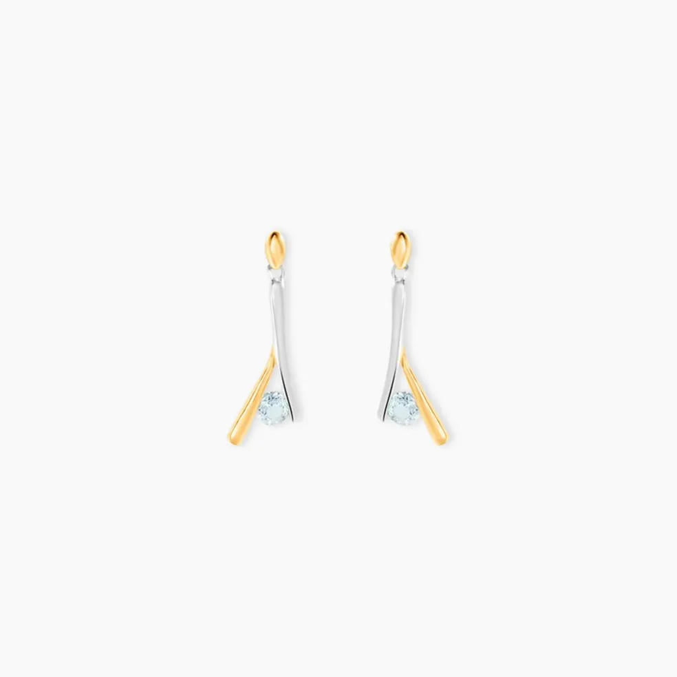 Boucles D'oreilles Pendantes Formev Or Bicolore Oxyde De Zirconium