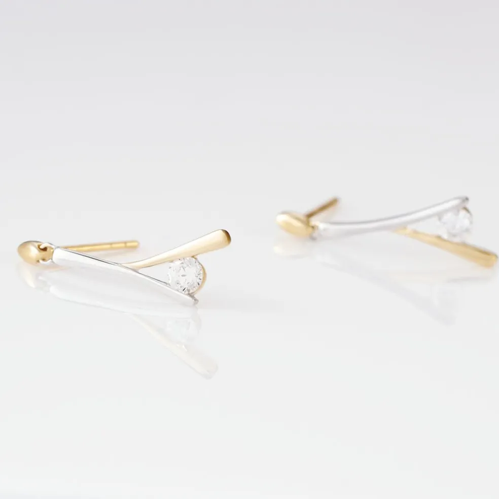 Boucles D'oreilles Pendantes Formev Or Bicolore Oxyde De Zirconium