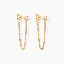 Boucles D'oreilles Pendantes Plaqué Or Lienard Oxydes De Zirconium