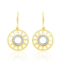 Boucles D'oreilles Pendantes Thallya Or Jaune Oxyde De Zirconium