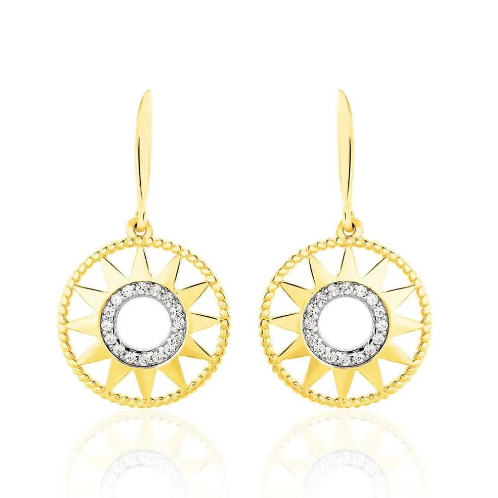 Boucles D'oreilles Pendantes Thallya Or Jaune Oxyde De Zirconium