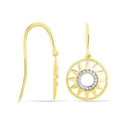 Boucles D'oreilles Pendantes Thallya Or Jaune Oxyde De Zirconium
