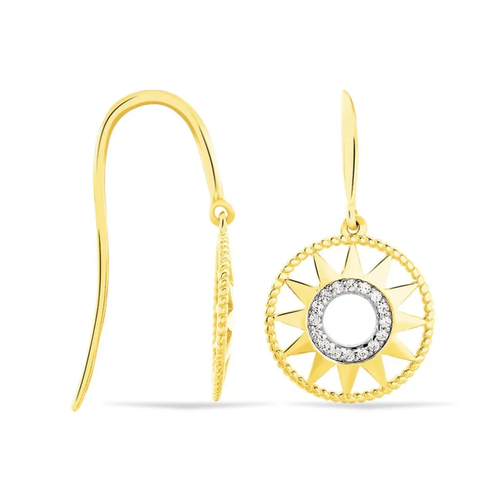 Boucles D'oreilles Pendantes Thallya Or Jaune Oxyde De Zirconium