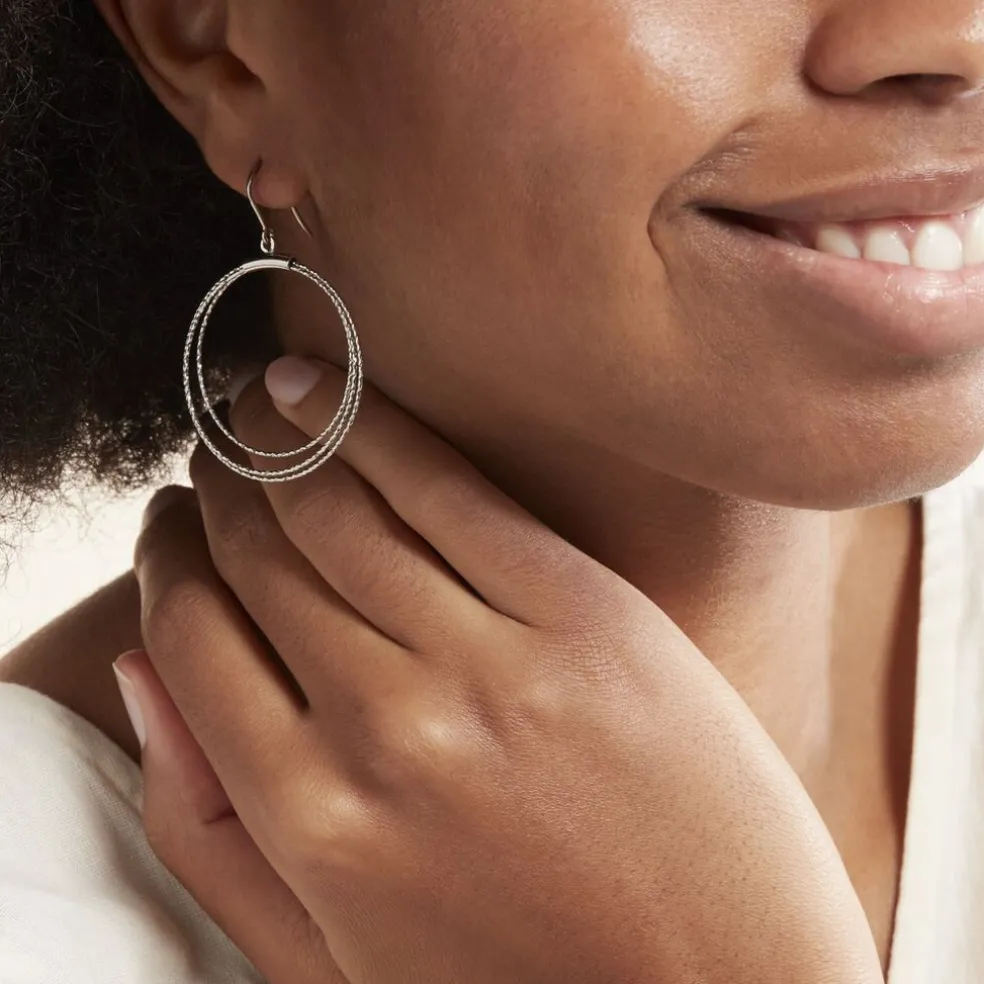 Boucles D'oreilles Pendantes Nadiona Argent Blanc