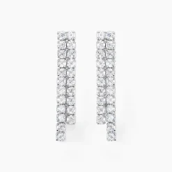 Boucles D'oreilles Pendantes Louann Argent Blanc Oxyde De Zirconium