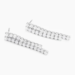 Boucles D'oreilles Pendantes Louann Argent Blanc Oxyde De Zirconium
