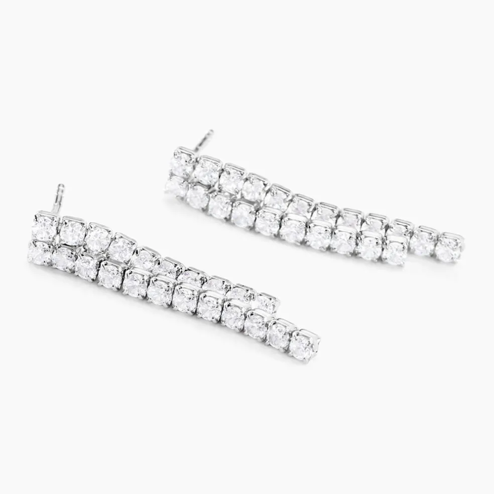 Boucles D'oreilles Pendantes Louann Argent Blanc Oxyde De Zirconium