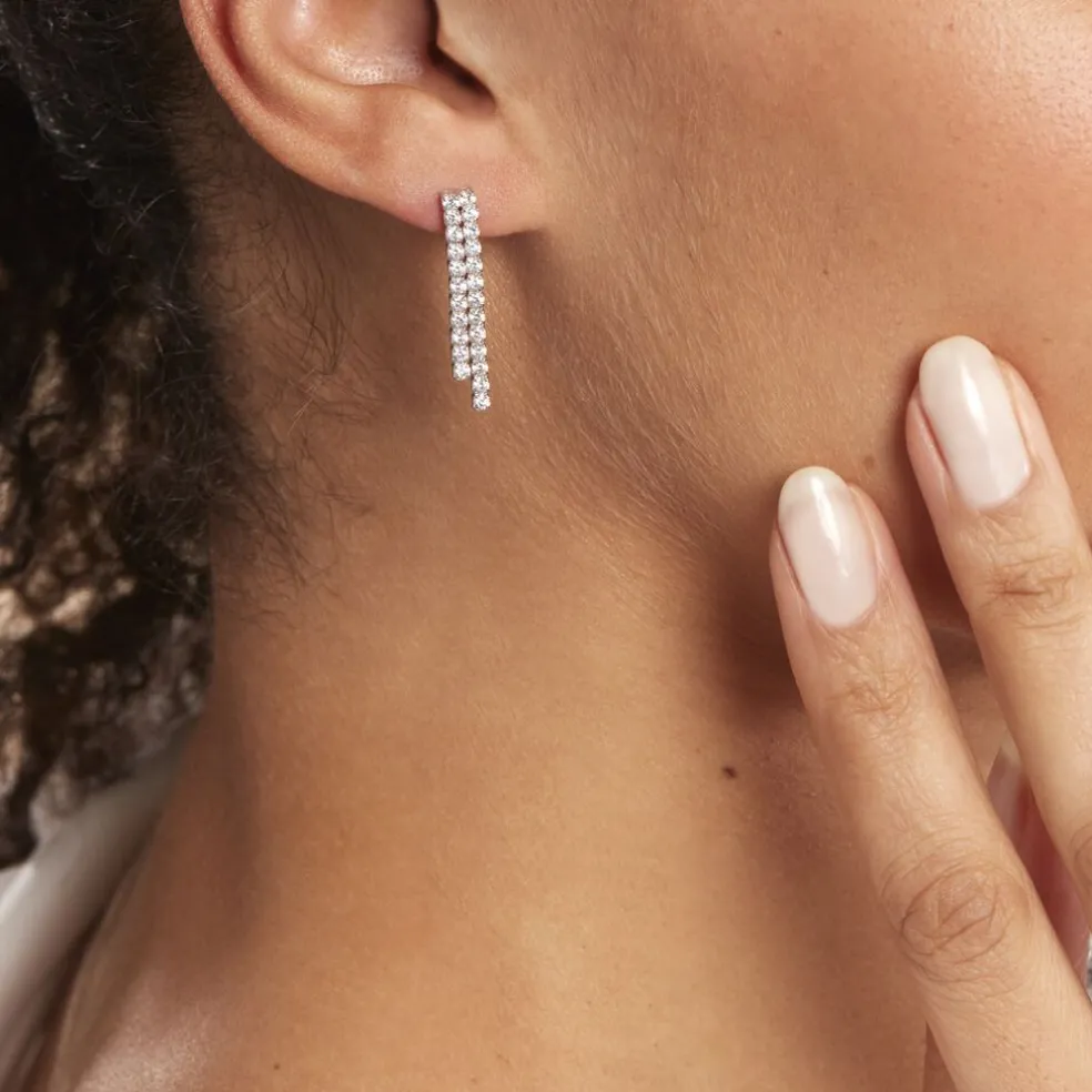 Boucles D'oreilles Pendantes Louann Argent Blanc Oxyde De Zirconium