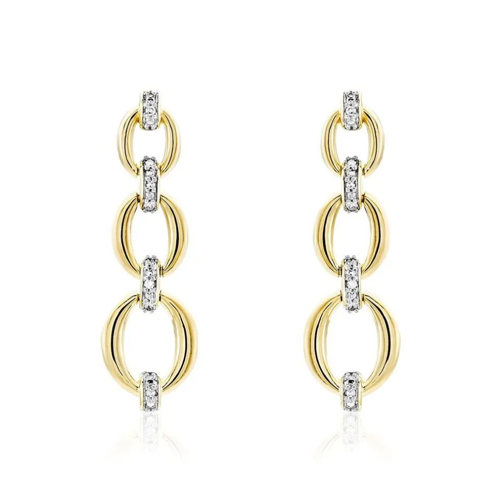 Boucles D'oreilles Pendantes Abban Or Jaune Diamant