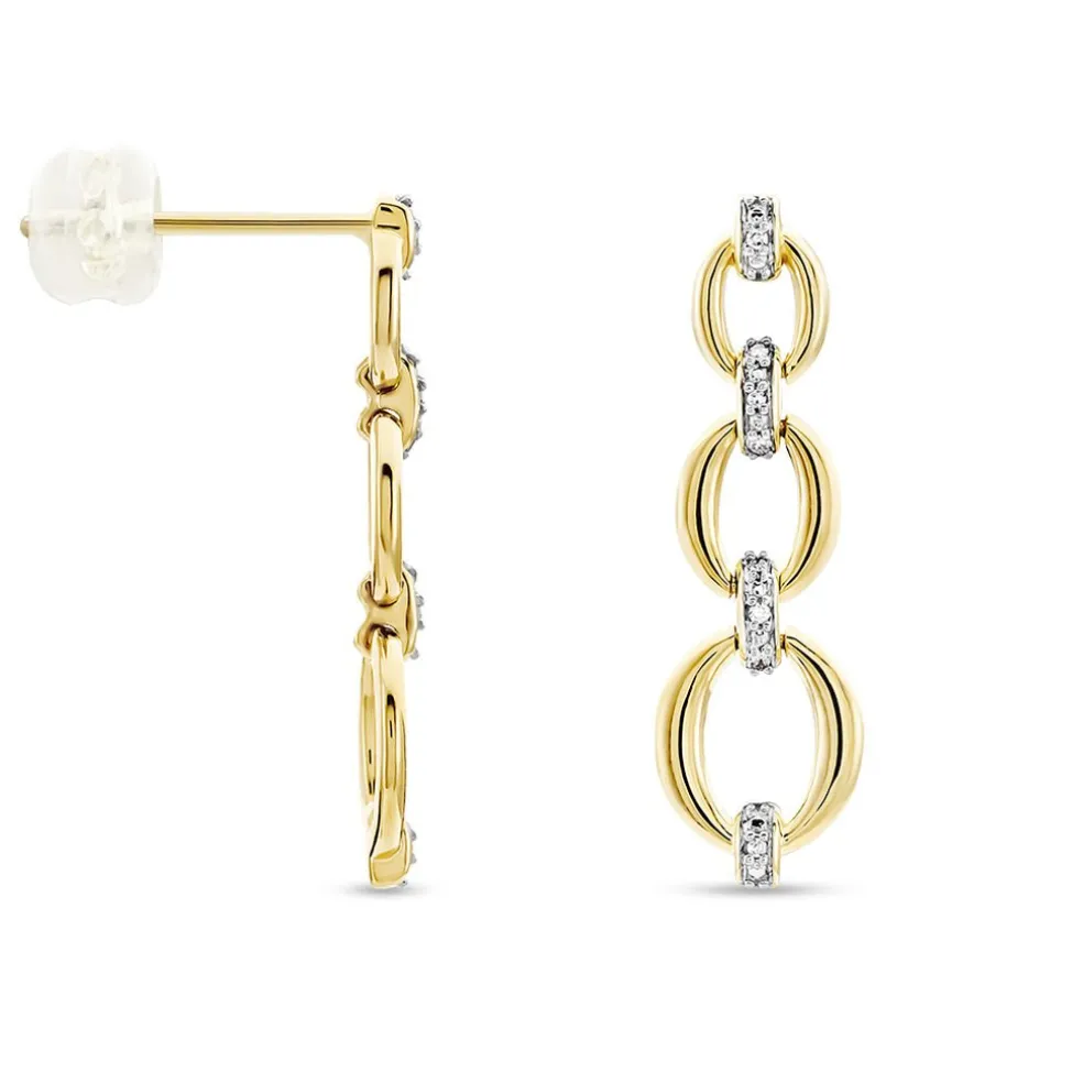 Boucles D'oreilles Pendantes Abban Or Jaune Diamant
