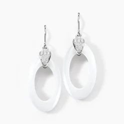 Boucles D'oreilles Pendantes Peer Argent Blanc Oxyde De Zirconium