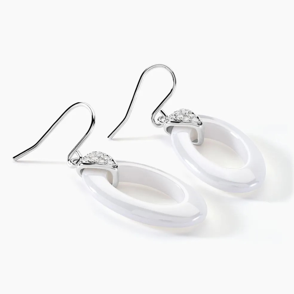 Boucles D'oreilles Pendantes Peer Argent Blanc Oxyde De Zirconium