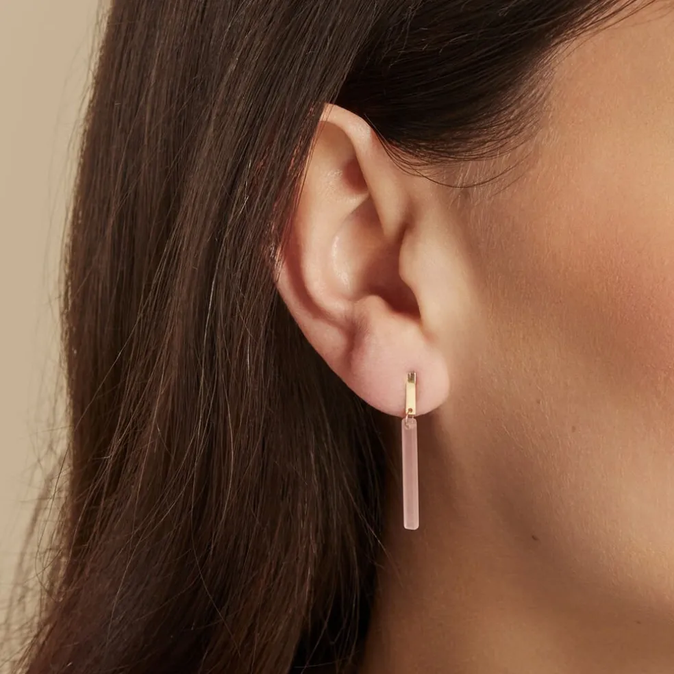 Boucles D'oreilles Pendantes Halcyone Or Jaune Calcédoine