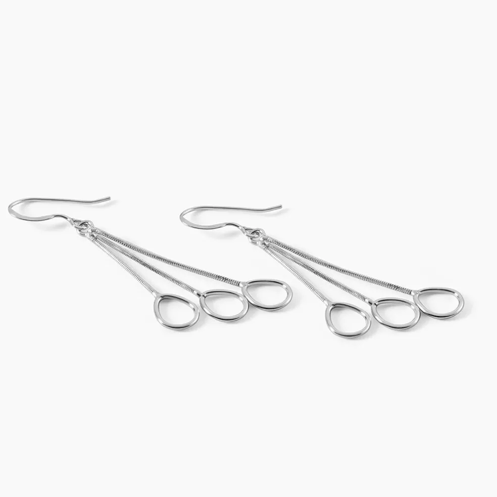 Boucles D'oreilles Pendantes Flat Argent Blanc
