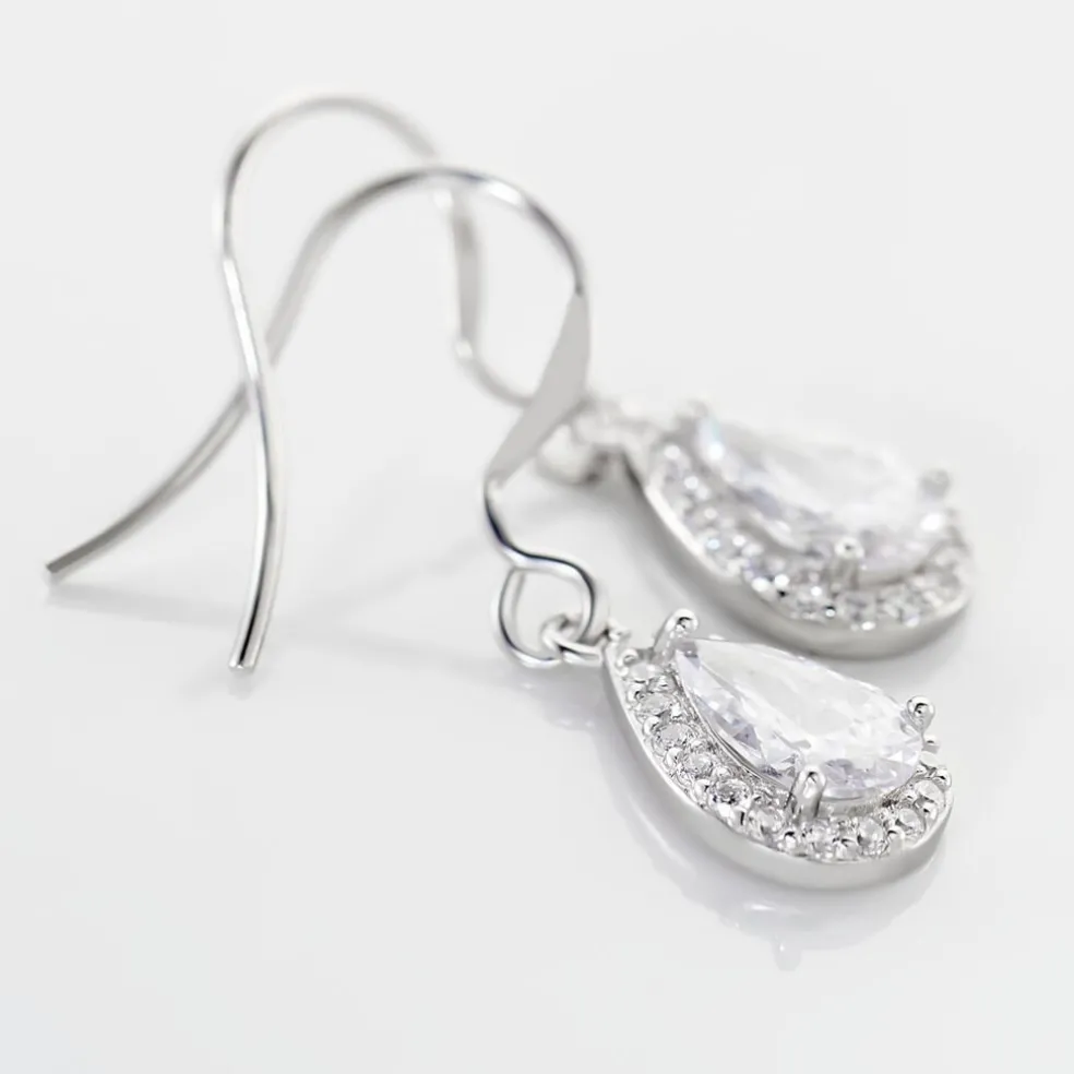 Boucles D'oreilles Pendantes Perce-neige Argent Oxyde De Zirconium