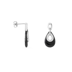 Boucles D'oreilles Pendantes Héléane Argent Blanc Céramique Et Oxyde