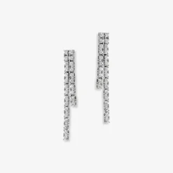 Boucles D'oreilles Pendantes River Or Blanc Diamant