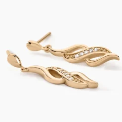 Boucles D'oreilles Pendantes Ishaae Plaqué Or Jaune Oxyde De Zirconium