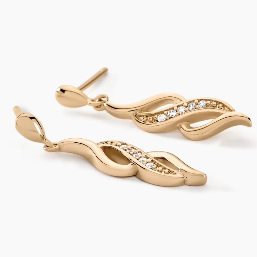 Boucles D'oreilles Pendantes Ishaae Plaqué Or Jaune Oxyde De Zirconium
