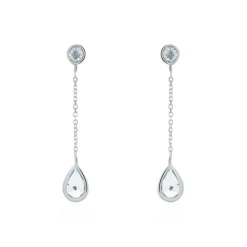 Boucles D'oreilles Pendantes Brenda Or Blanc Topaze
