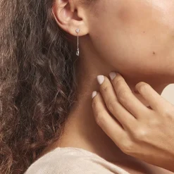 Boucles D'oreilles Pendantes Brenda Or Blanc Topaze