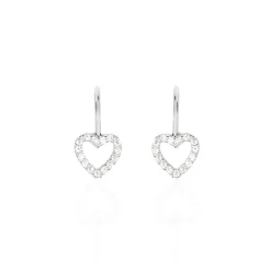 Boucles D'oreilles Pendantes Elisene Argent Blanc Oxyde De Zirconium