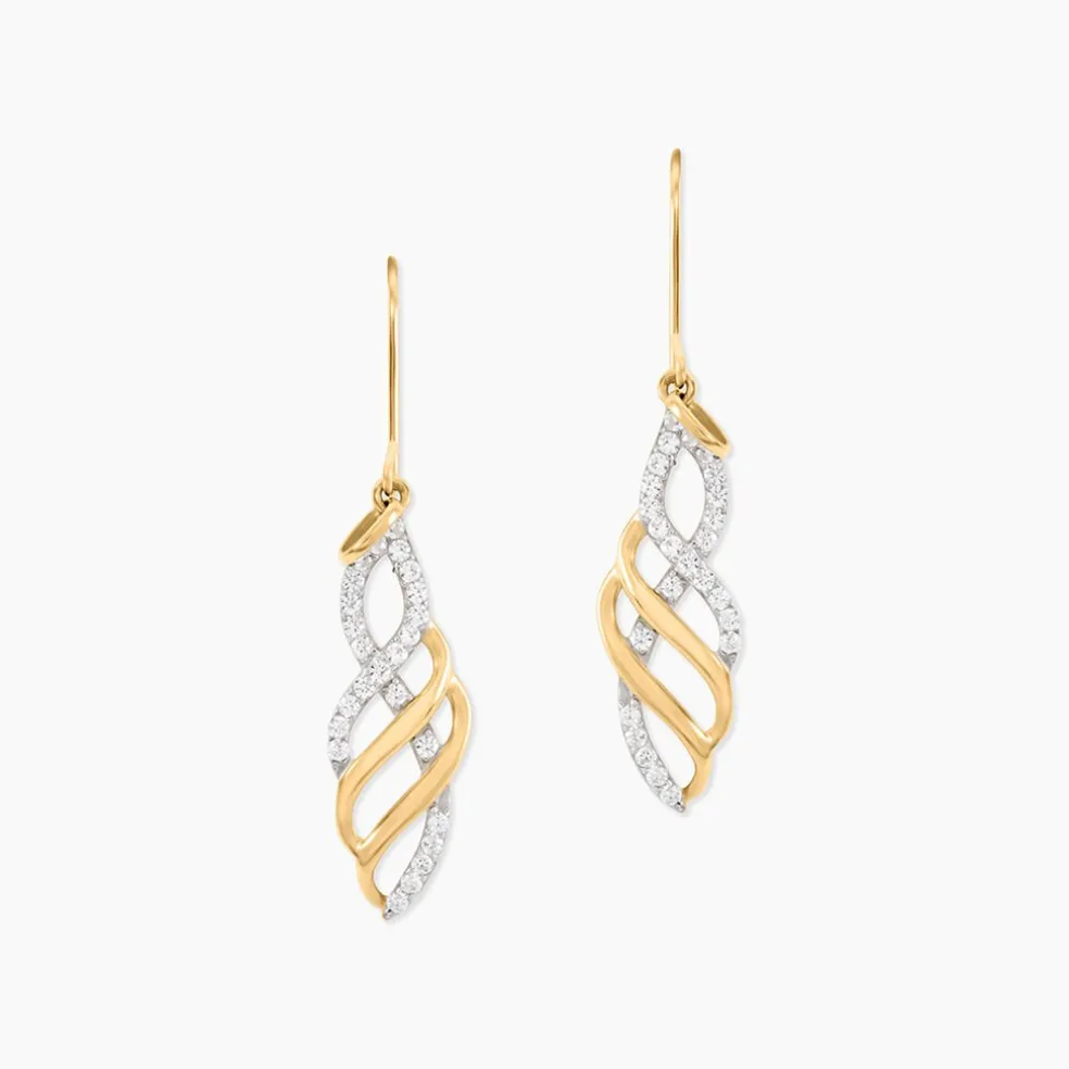 Boucles D'Oreilles Pendantes Sumati Or Jaune Oxyde De Zirconium
