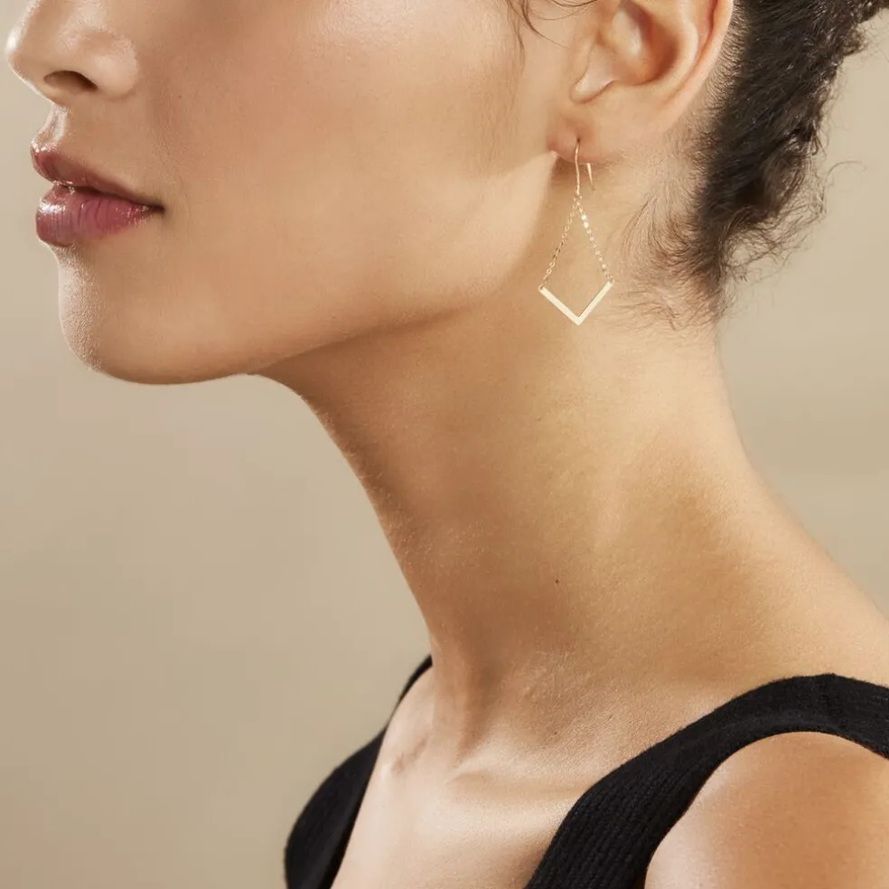 Boucles D'oreilles Pendantes Ella Or Jaune