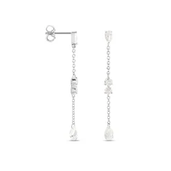 Boucles D'oreilles Pendantes Kelan Argent Blanc Oxyde De Zirconium