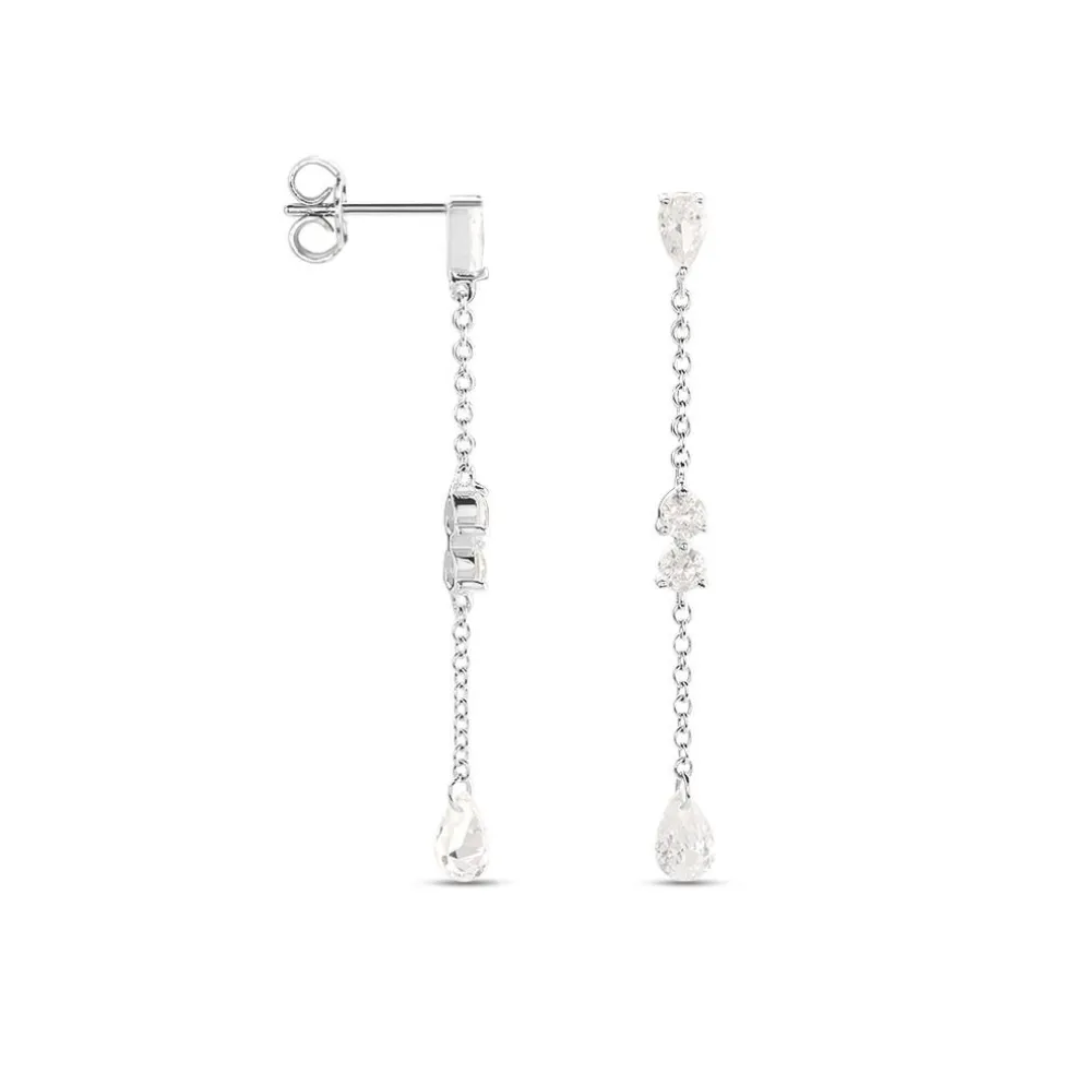 Boucles D'oreilles Pendantes Kelan Argent Blanc Oxyde De Zirconium