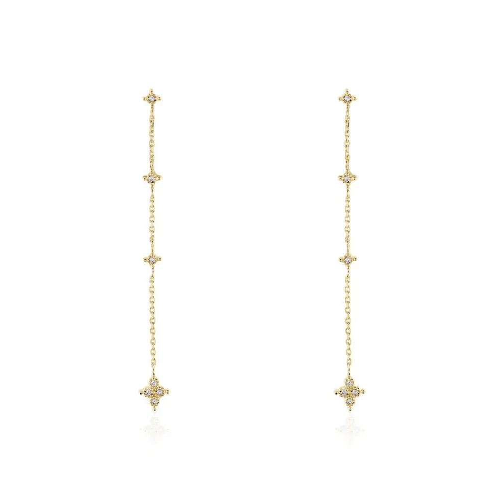 Boucles D'oreilles Pendantes Ziha Plaqué Or Jaune Oxyde De Zirconium