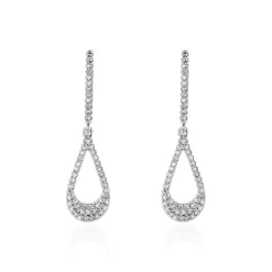 Boucles D'oreilles Pendantes Or Blanc Abilene Diamants