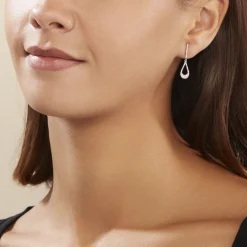 Boucles D'oreilles Pendantes Or Blanc Abilene Diamants
