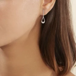 Boucles D'oreilles Pendantes Or Blanc Abilene Diamants