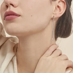 Boucles D'oreilles Pendantes Yalle Argent Blanc