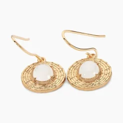 Boucles D'oreilles Pendantes Linna Plaqué Or Jaune Pierre De Lune