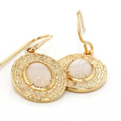 Boucles D'oreilles Pendantes Linna Plaqué Or Jaune Pierre De Lune