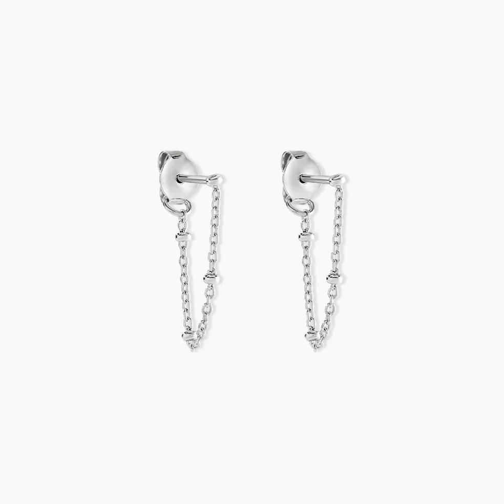 Boucles D'oreilles Pendantes Leent Argent Blanc