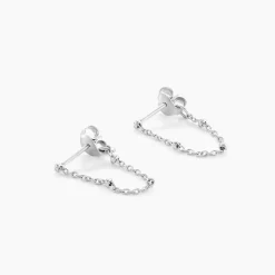 Boucles D'oreilles Pendantes Leent Argent Blanc